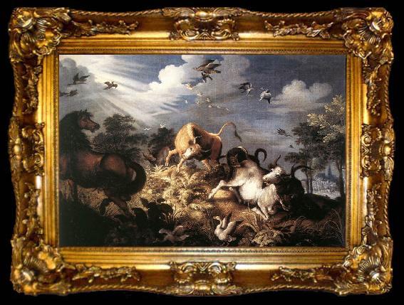 framed  SAVERY, Roelandt Horses and Oxen Attacked by Wolves ar, ta009-2